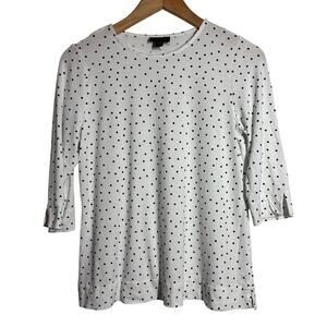J. Jill Women S Black White Polka Dot 3/4 Sleeve Top Business Casual Career